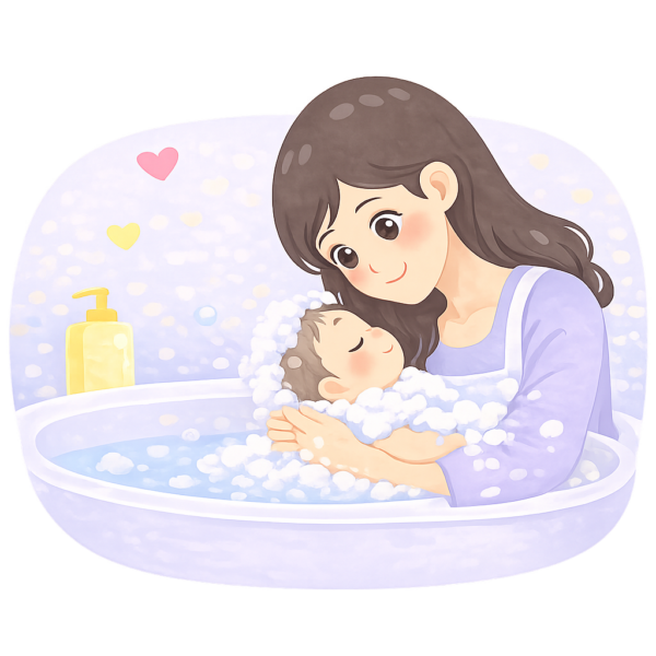 新生兒照顧插圖(洗澡互看遠版) 2